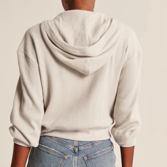 Abercrombie & Fitch Sage Green waffle knit full zip-up hoodie - Picture 3 of 3